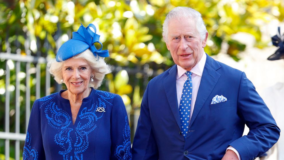 PHOTO: Camilla, Queen Consort and King Charles III attend the traditional Easter Sunday Mattins Service at St George's Chapel, Windsor Castle on April 9, 2023 in Windsor, England.