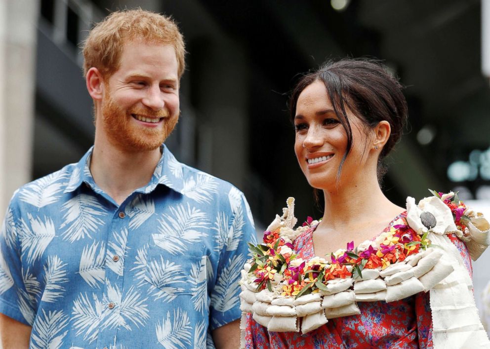 PHOTO: Britain's Prince Harry and Meghan, Duchess of Sussex, visit the University of the South Pacific in Suva, Fiji, Oct. 24, 2018.