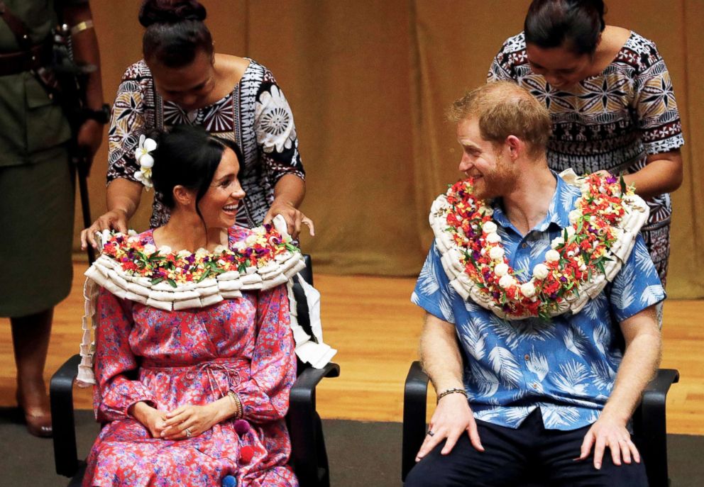 PHOTO: Britain's Prince Harry and Meghan, Duchess of Sussex, visit the University of the South Pacific in Suva, Fiji, Oct. 24, 2018.