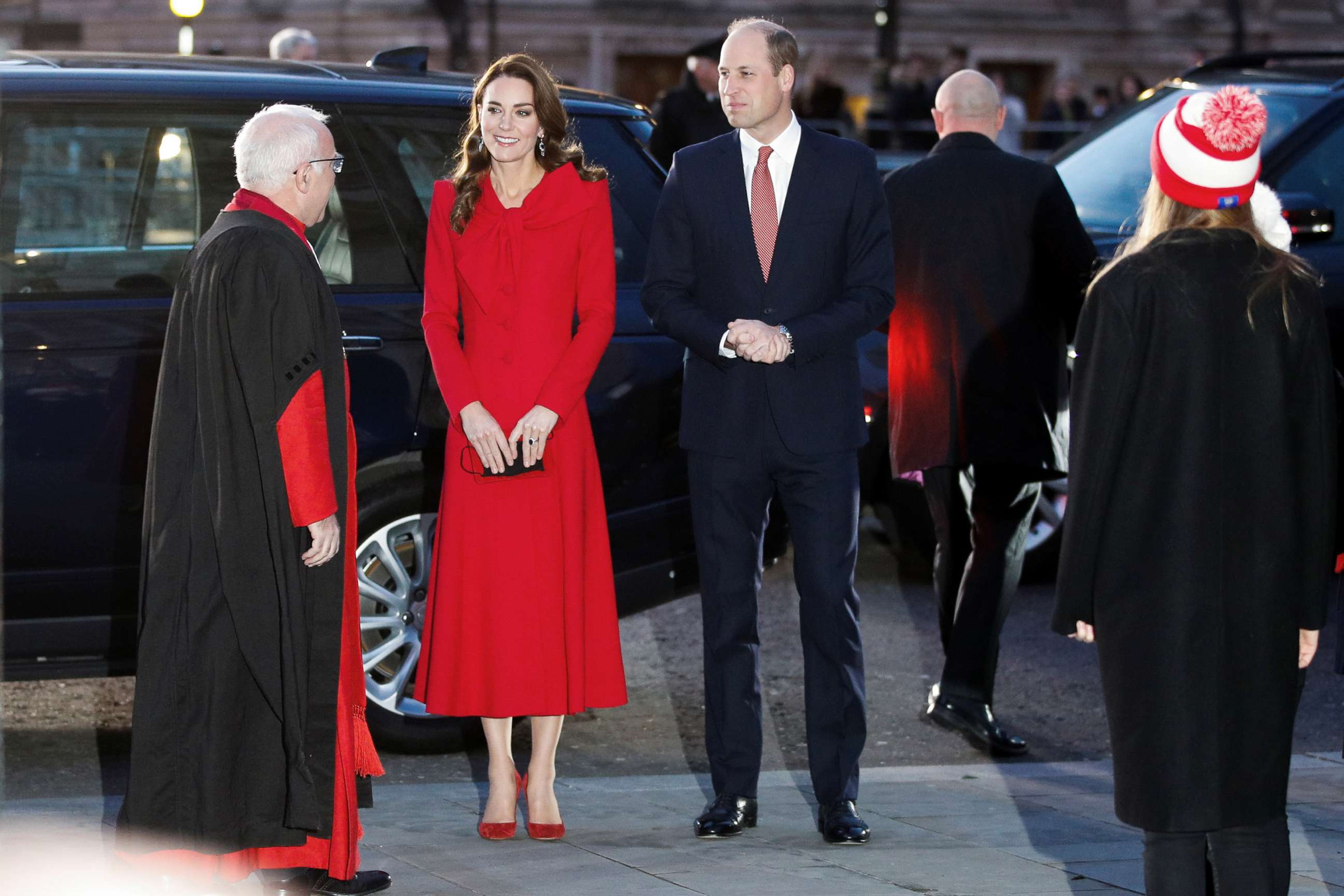PHOTO: Britain's Prince William and Catherine, Duchess of Cambridge, arrive at the "Together at Christmas" community carol service held at Westminster Abbey in London, Dec. 8, 2021.