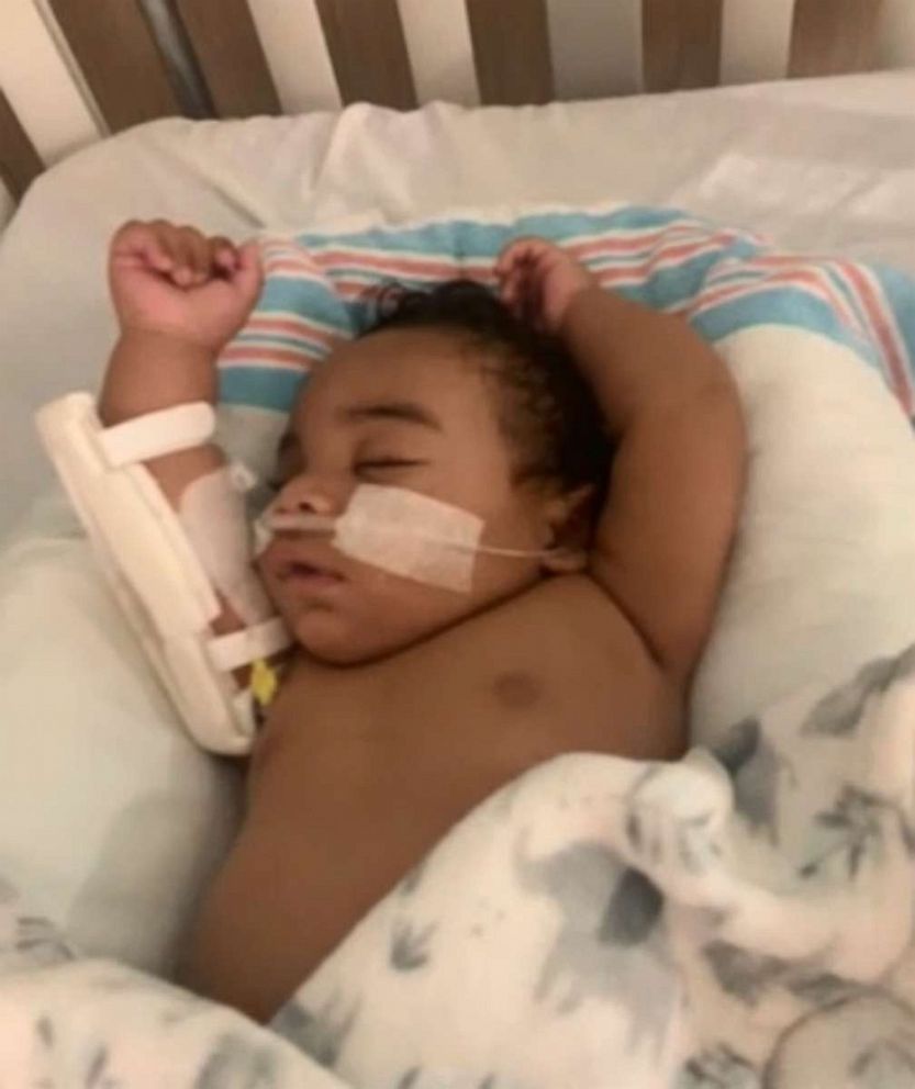 PHOTO: Cameron tested positive for RSV on Dec. 23 and was admitted to the hospital on Christmas day. The 3-month-old spent six days on oxygen and breathing tubes.