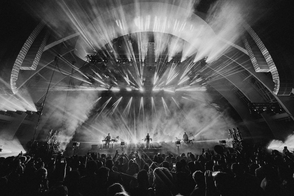 PHOTO: Rufus Du Sol performs at a sold-out concert at the Hollywood Bowl.