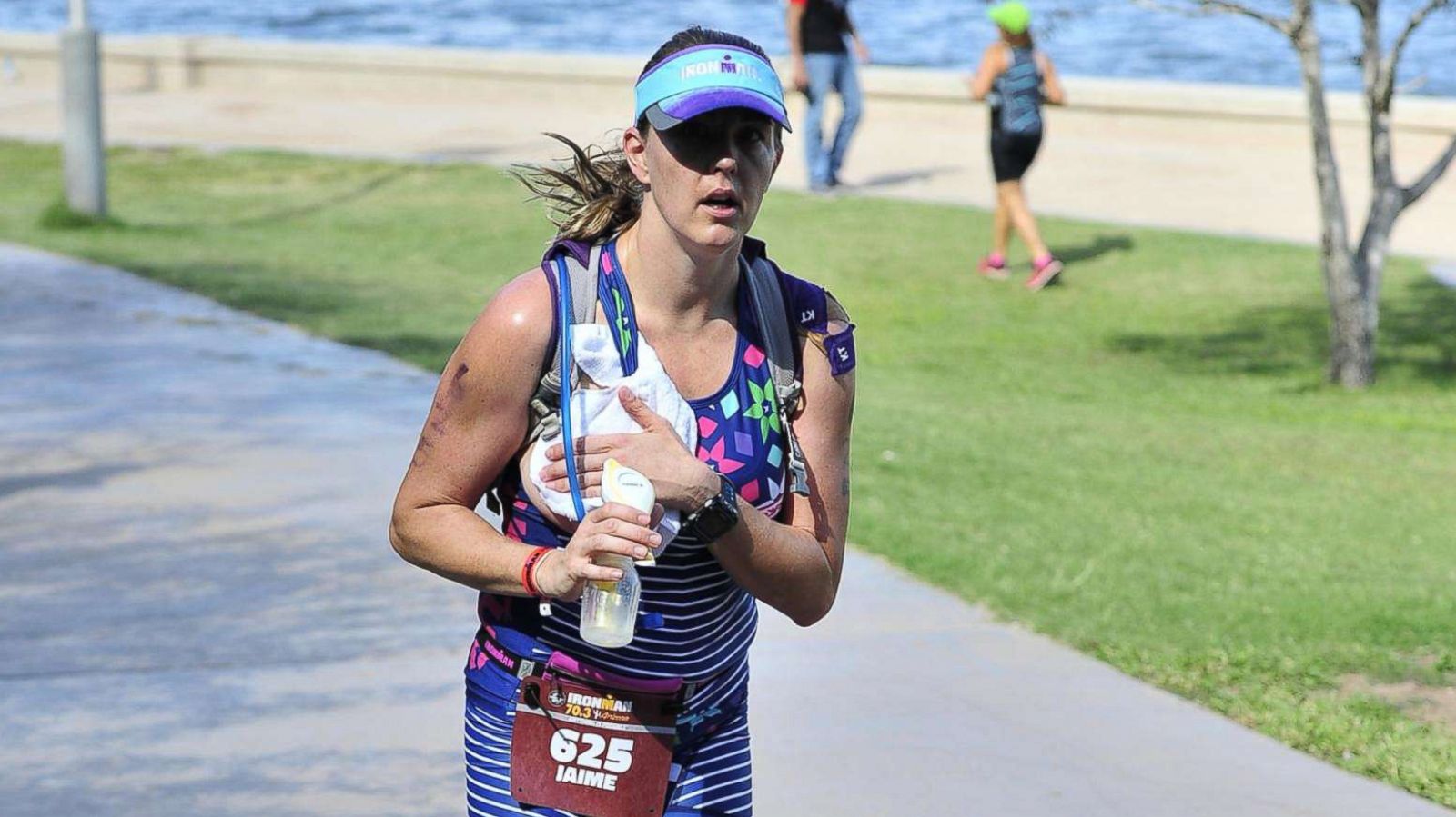 PHOTO: Jaime Sloan, 34, used a breast pump while racing in a 70.3-mile Ironman event in Tempe, Ariz.