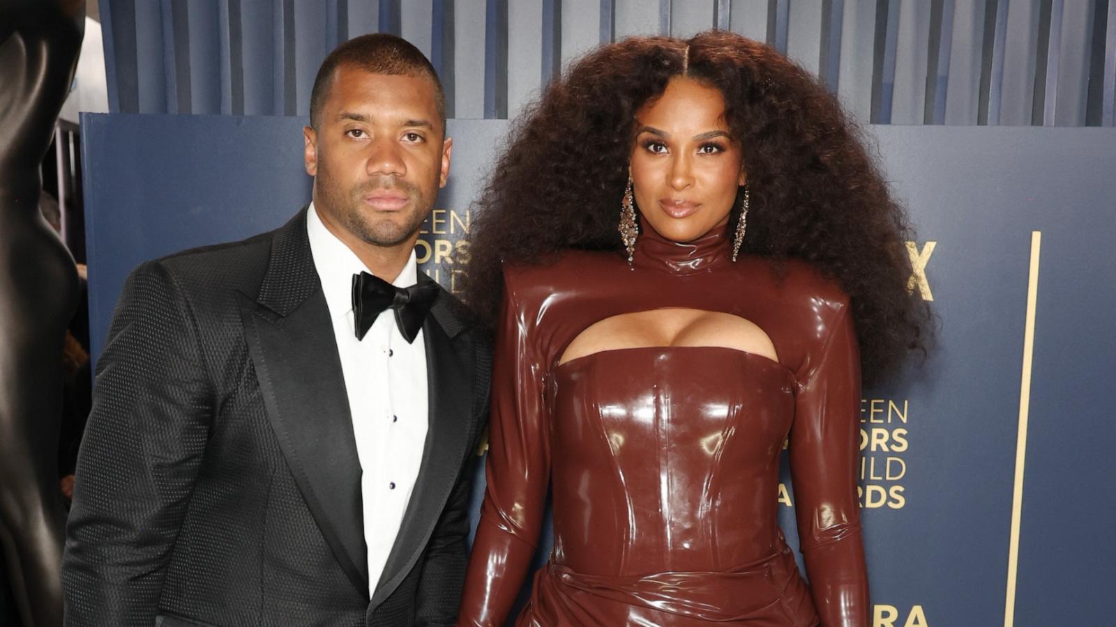 PHOTO: Russell Wilson and Ciara attend the 30th Annual Screen Actors Guild Awards at Shrine Auditorium and Expo Hall, Feb. 24, 2024, in Los Angeles.