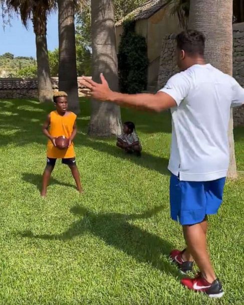 Russell Wilson And Baby Future Playing Basketball