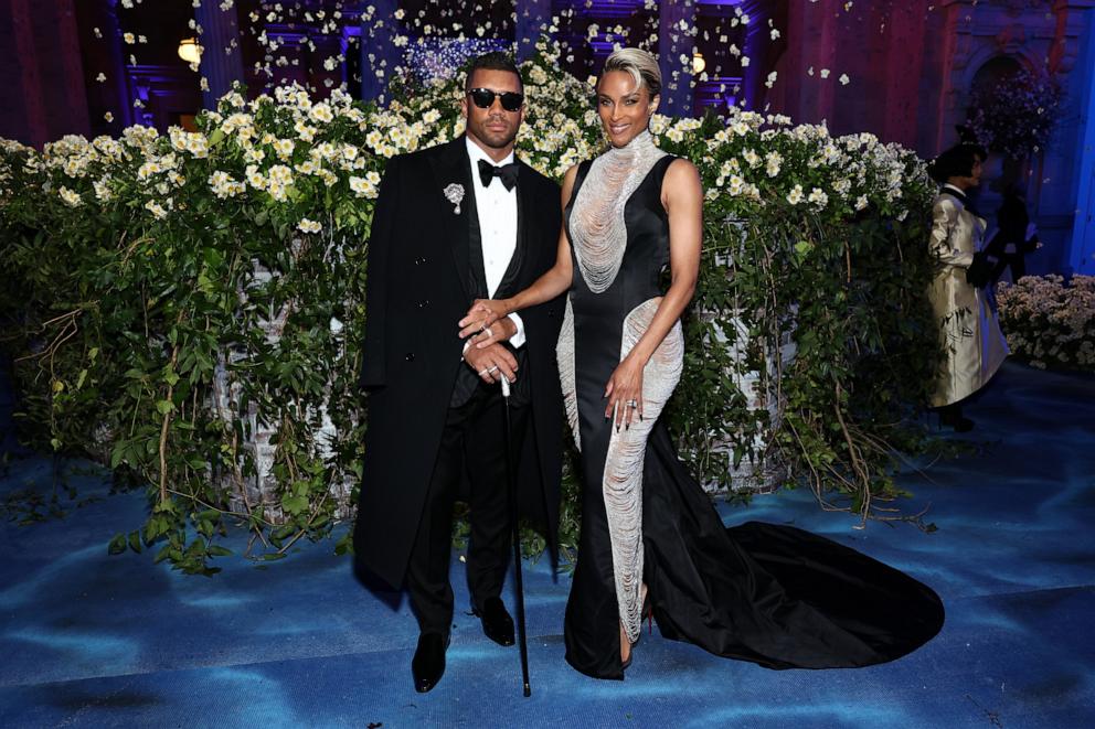 PHOTO: Russel Wilson and Ciara attend the 2025 Met Gala Celebrating "Superfine: Tailoring Black Style" at Metropolitan Museum of Art on May 05, 2025 in New York City.