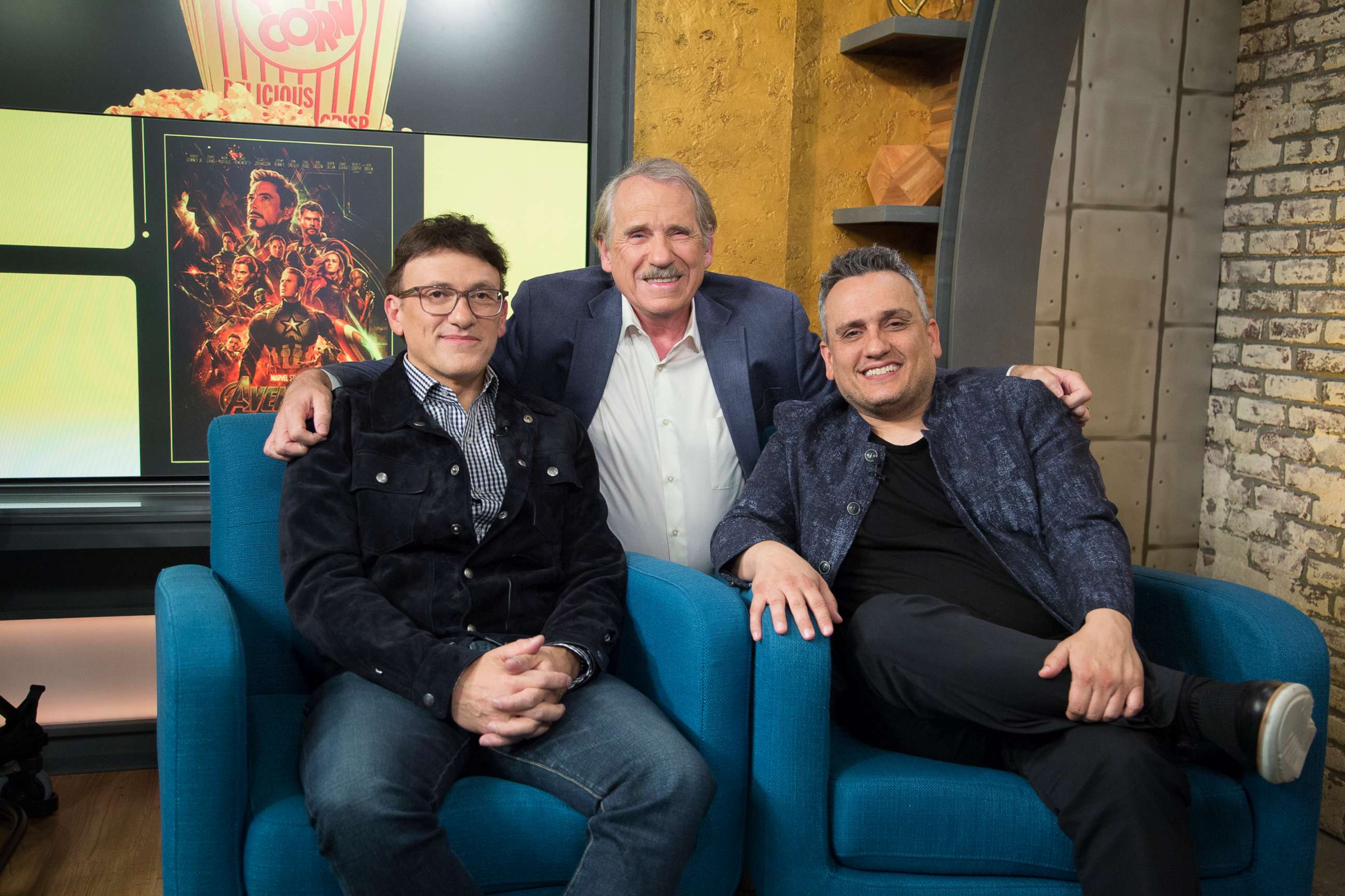 PHOTO: Anthony and Joseph Russo appear on "Popcorn with Peter Travers" at ABC News studios, May 2, 2019, in New York City.