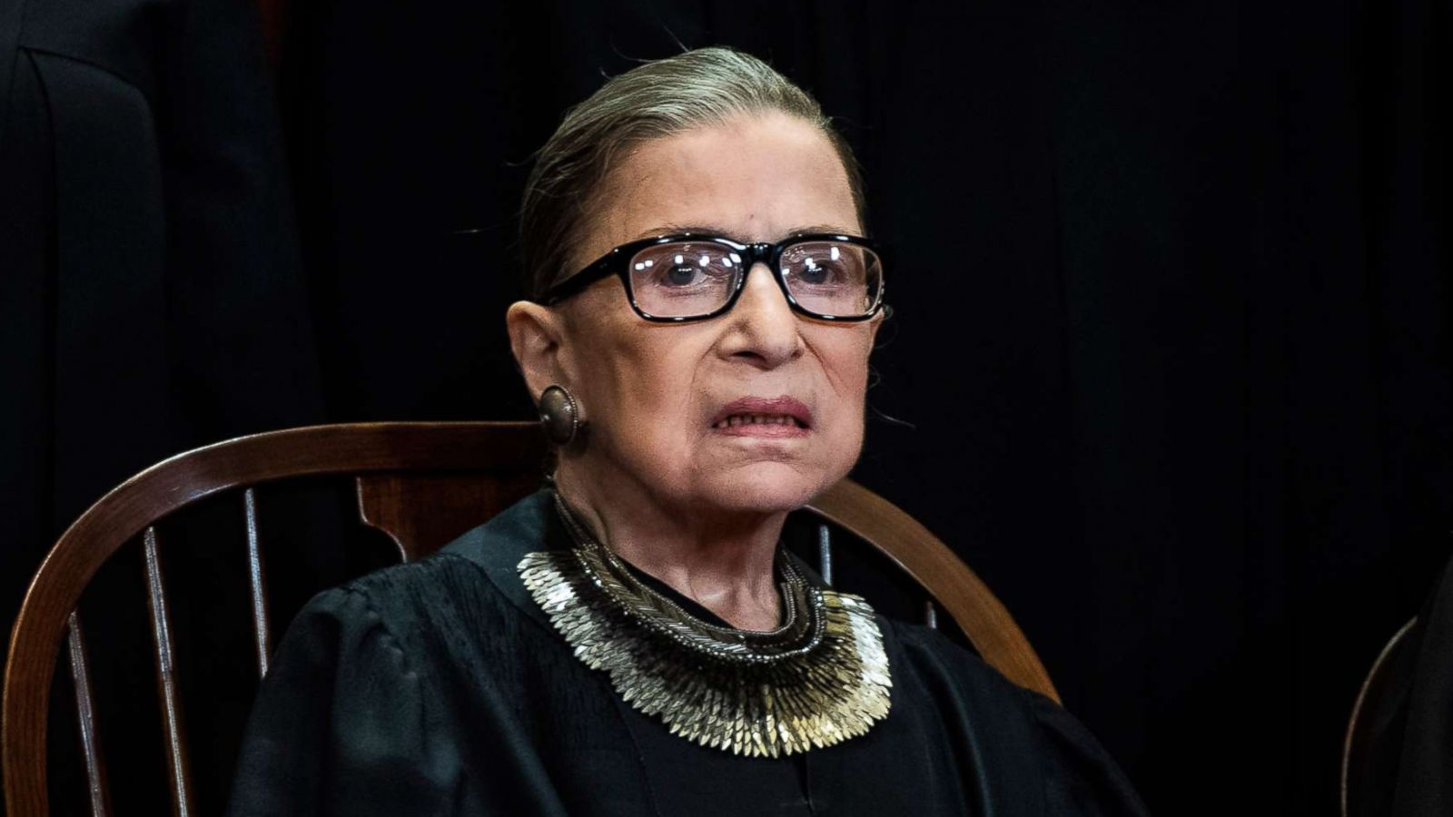 PHOTO: Associate Justice Ruth Bader Ginsburg during an official group photo at the Supreme Court on Nov. 30, 2018 in Washington.