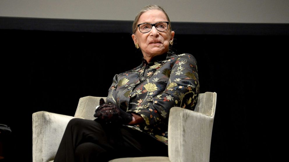 PHOTO: Supreme Court Justice Ruth Bader Ginsburg presents onstage at 'An Historic Evening with Supreme Court Justice Ruth Bader Ginsburg' at the Temple Emanu-El Skirball Center, Sept. 21, 2016, in New York City.