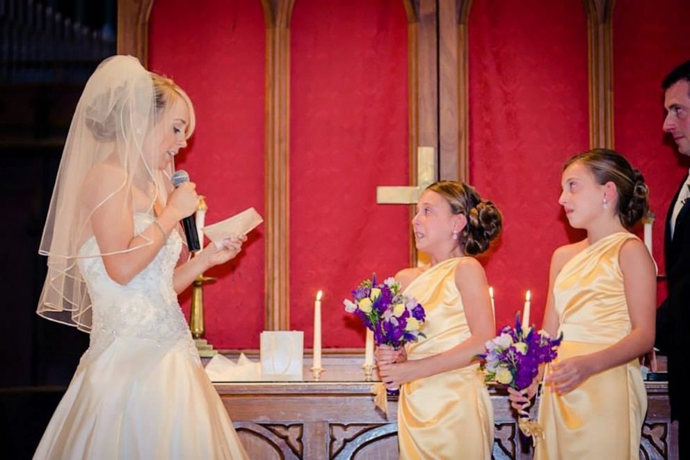 PHOTO: Becky Ruvolo gave a speech to Gabriella and Julianna Ruvolo when she married their dad, Pete Ruvolo, in 2013.