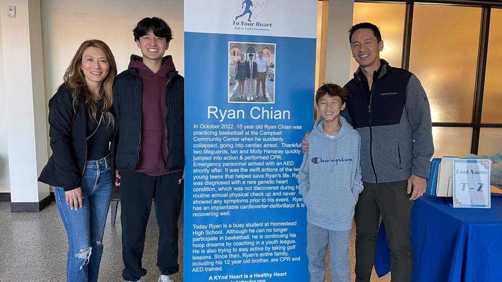 PHOTO: Ryan Chian and his family now advocate for clear AED placement in all schools after the 15-year-old experienced a cardiac arrest during basketball tryouts.