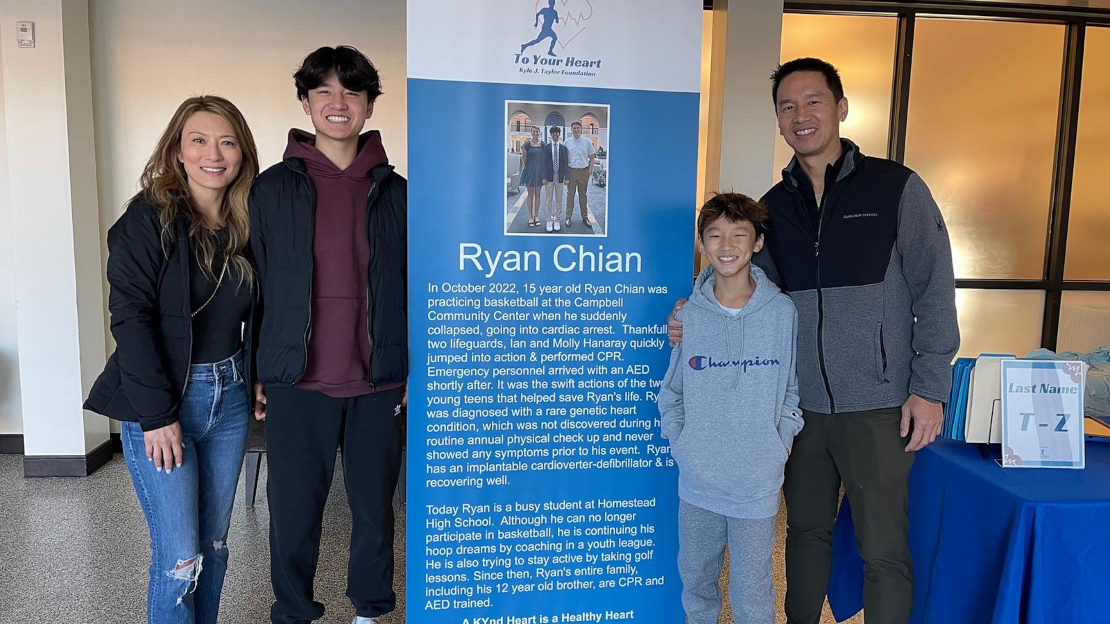 PHOTO: Ryan Chian and his family now advocate for clear AED placement in all schools after the 15-year-old experienced a cardiac arrest during basketball tryouts.