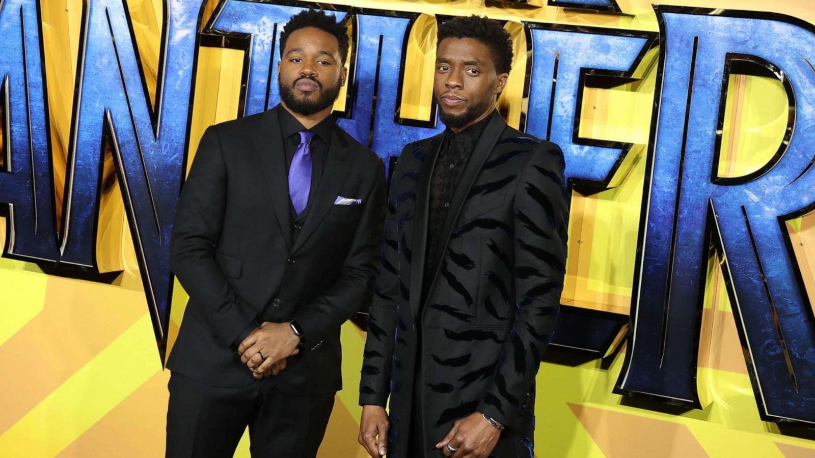 PHOTO: Ryan Coogler and Chadwick Boseman attend the European Premiere of 'Black Panther' at Eventim Apollo, Feb. 8, 2018, in London.