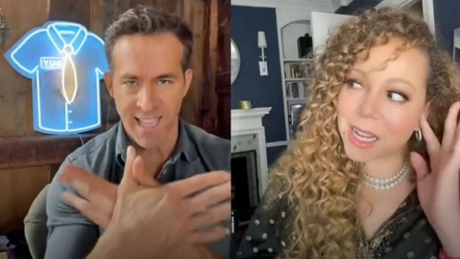 PHOTO: Ryan Reynolds and Mariah Carey lip sync to her song "Fantasy" in a video Carey shared on her TikTok.