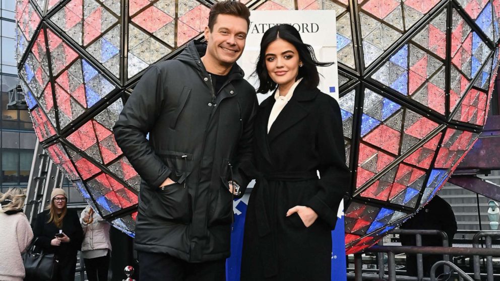 PHOTO: Ryan Seacrest and Lucy Hale attend a press junket for "Dick Clark's New Year's Rockin' Eve With Ryan Seacrest 2020," Dec. 30, 2019 in New York City.