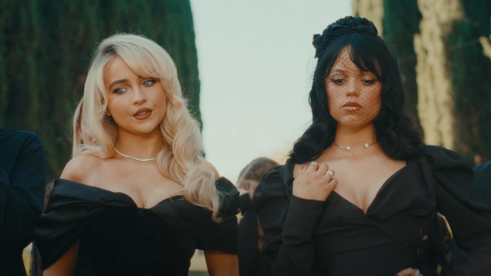 PHOTO: Sabrina Carpenter, left, and Jenna Ortega star in the music video for Carpenter's song "Taste."