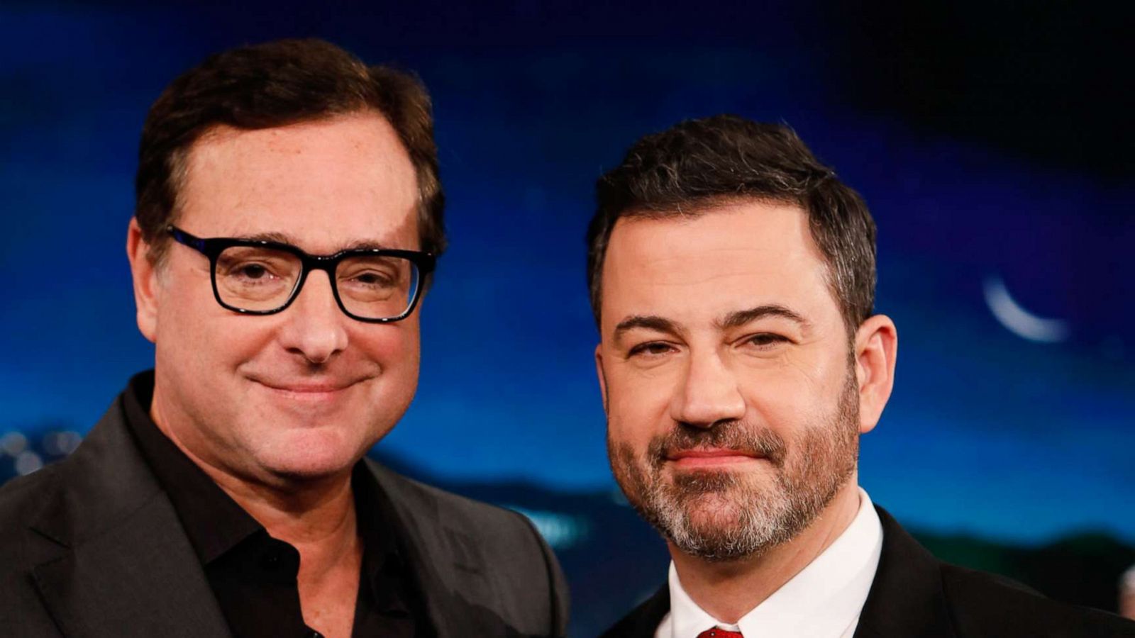 PHOTO: In this March 12, 2019 file photo Bob Saget and Jimmy Kimmel on "Jimmy Kimmel Live!"