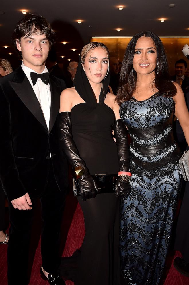 PHOTO: In this April 26, 2023, file photo, Augustin James Evangelista, Valentina Paloma Pinault, and Salma Hayek attend 2023 TIME100 Gala at Jazz at Lincoln Center in New York.