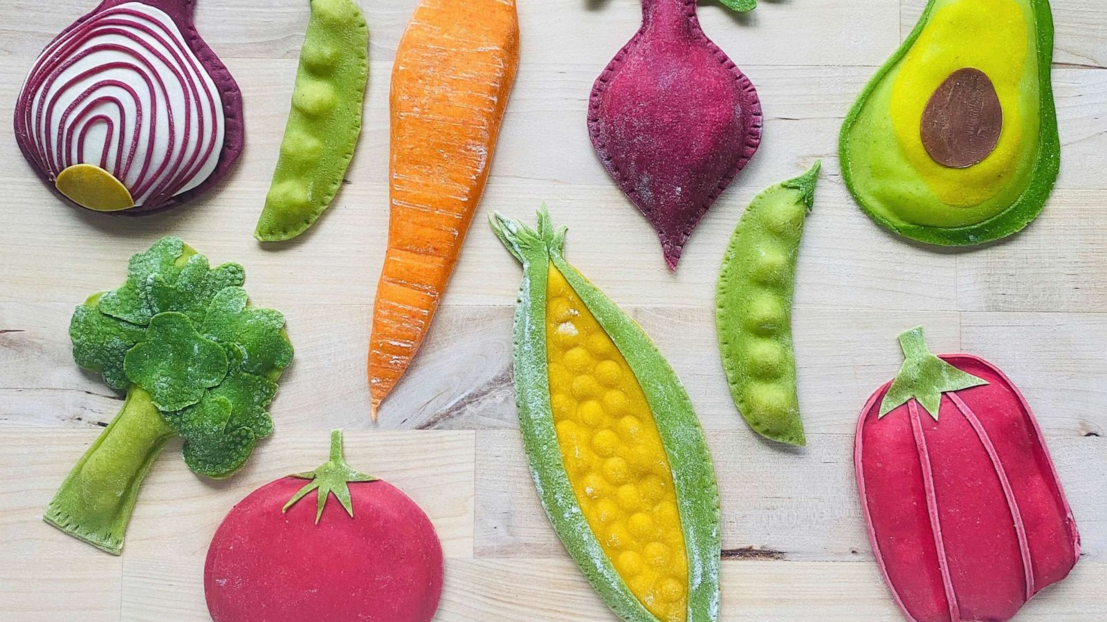 PHOTO: An assortment of filled pasta that resembles vegetables made by Linda Miller Nicholson of Salty Seattle.