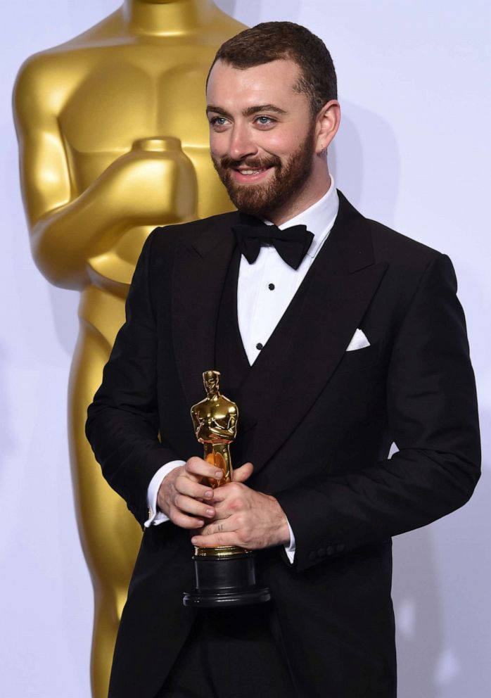 PHOTO: Sam Smith poses with the Oscar for Best Original Song during the 88th Oscars in Hollywood, Calif., Feb. 28, 2016. 