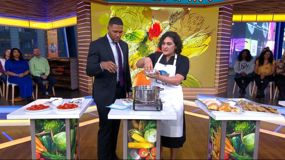 PHOTO: Chef Samin Nosrat demonstrates how to properly use salt while cooking.