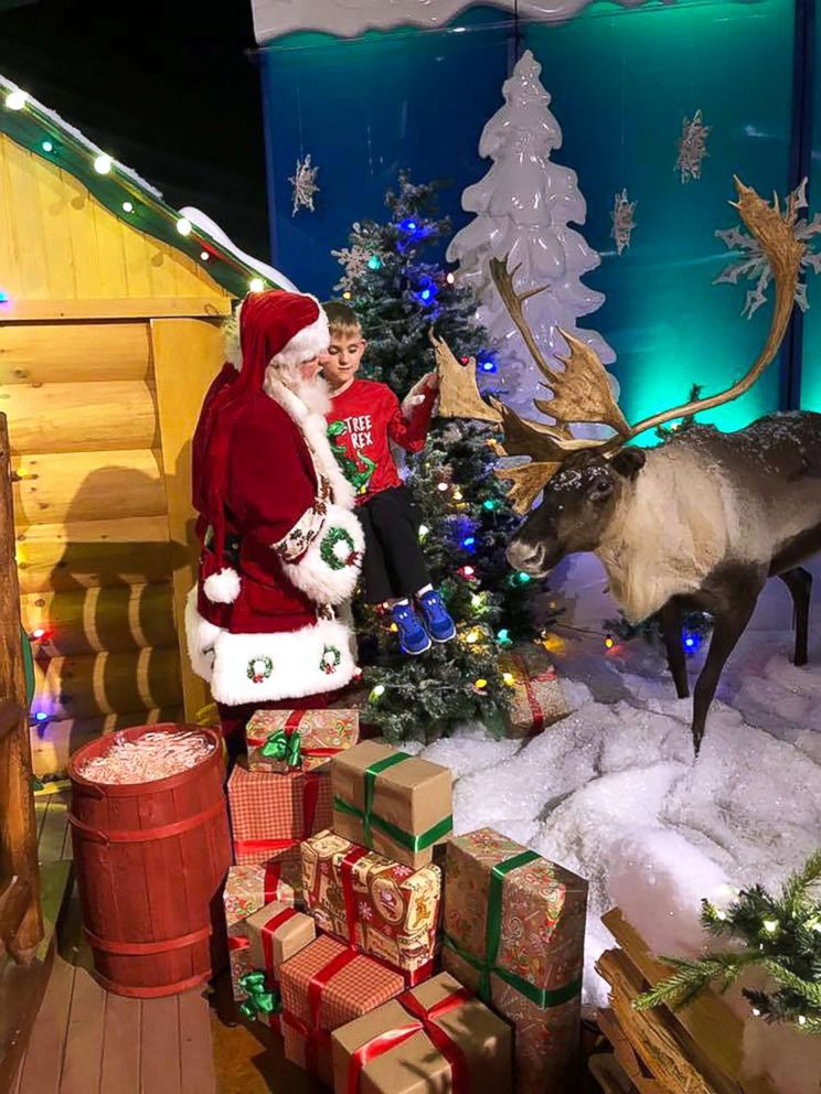 PHOTO: Matthew Foster, 6, was born blind. He recently visited Santa Claus at a hunting and fishing store in Fort Worth, Texas.