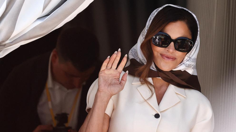 PHOTO: Lauren Sanchez leaves Aman Venice hotel, on the second day of the wedding festivities of Amazon founder Jeff Bezos and journalist Lauren Sanchez, in Venice, Italy, June 27, 2025.
