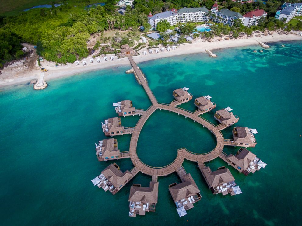 PHOTO: Bungalows are arranged in a heart shape at Sandals South Coast in Jamaica.