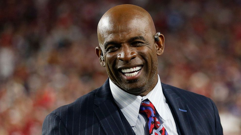 PHOTO: Deion Sanders on the sidelines during the NFL game between the Arizona Cardinals and the Minnesota Vikings at the University of Phoenix Stadium, Dec. 10, 2015, in Glendale, Ariz.  