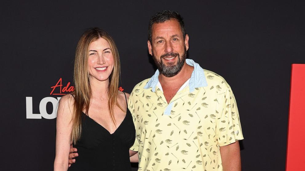 PHOTO: Jackie Sandler and Adam Sandler attend Netflix's "Adam Sandler: Love You" New York Screening at The Plaza Hotel on Aug. 20, 2024 in New York City.