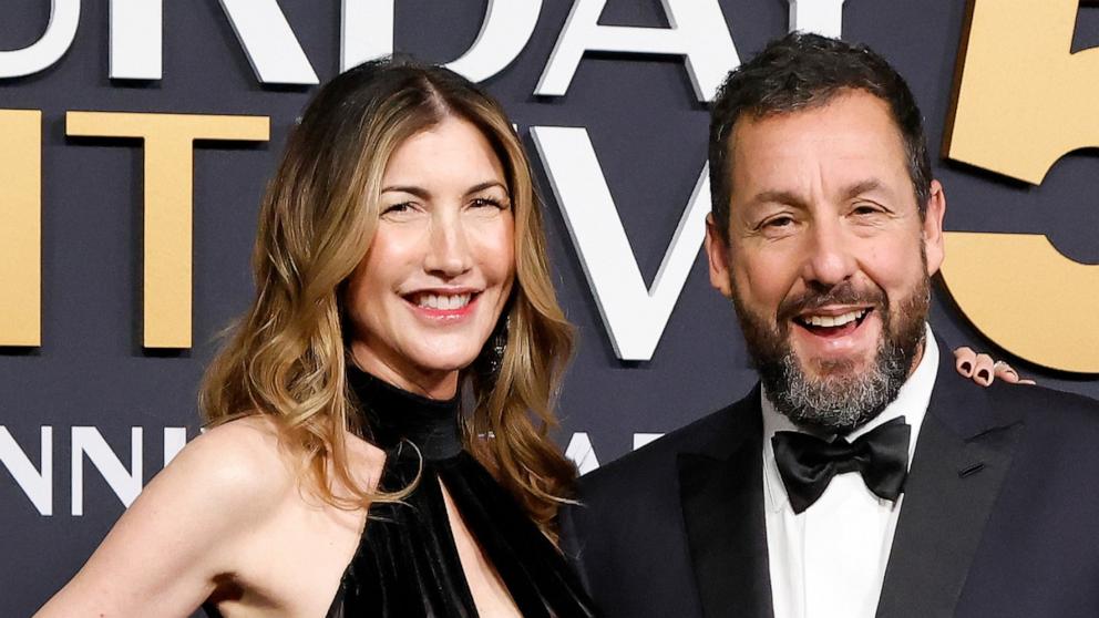 PHOTO: Jackie Sandler and Adam Sandler attend SNL50: The Anniversary Special on Feb. 16, 2025 at 30 Rockefeller Center in New York City.