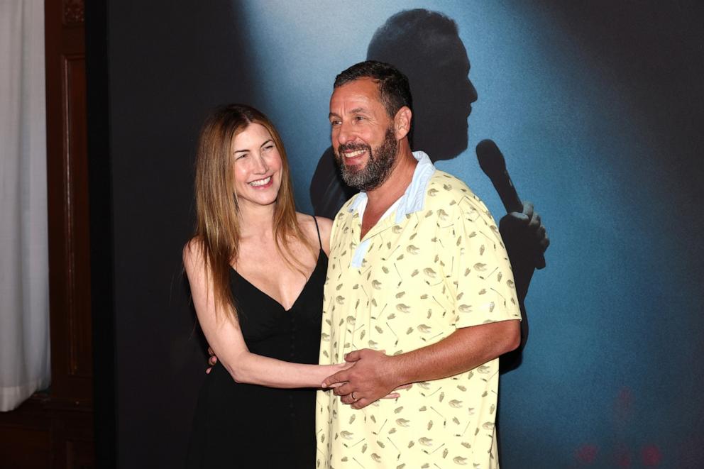 PHOTO: Jackie Sandler and Adam Sandler attend Netflix's "Adam Sandler: Love You" New York Screening at The Plaza Hotel on Aug. 20, 2024 in New York City.