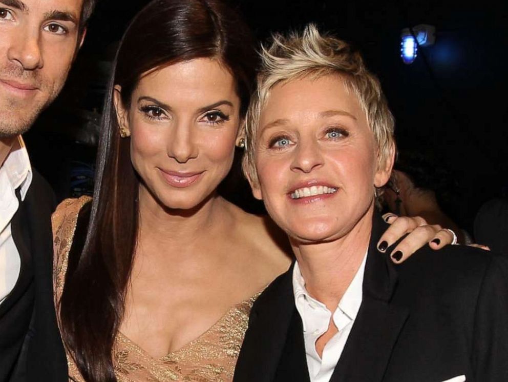 PHOTO: Sandra Bullock and Ellen DeGeneres pose backstage during the People's Choice Awards 2010 held at Nokia Theatre L.A. Live on Jan. 6, 2010 in Los Angeles.