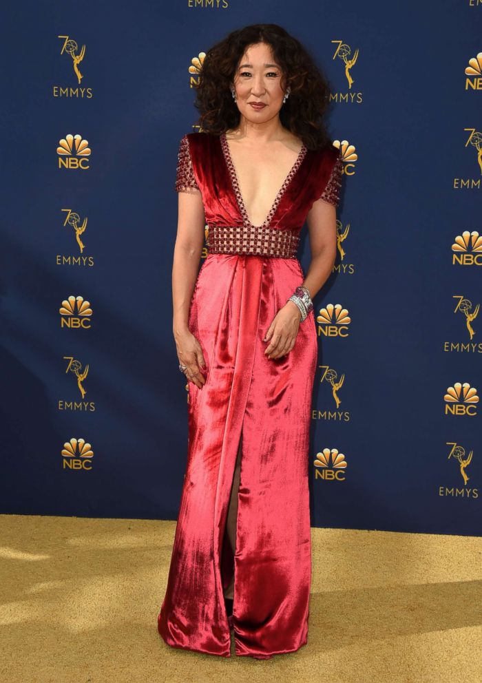 PHOTO: Sandra Oh arrives at the 70th Primetime Emmy Awards, Sept. 17, 2018, at the Microsoft Theater in Los Angeles.