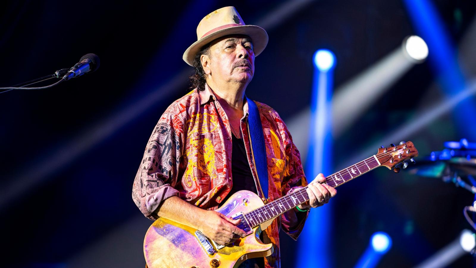 PHOTO: In this June 30, 2023, file photo, Carlos Santana performs at Ravinia in Highland Park, Ill.
