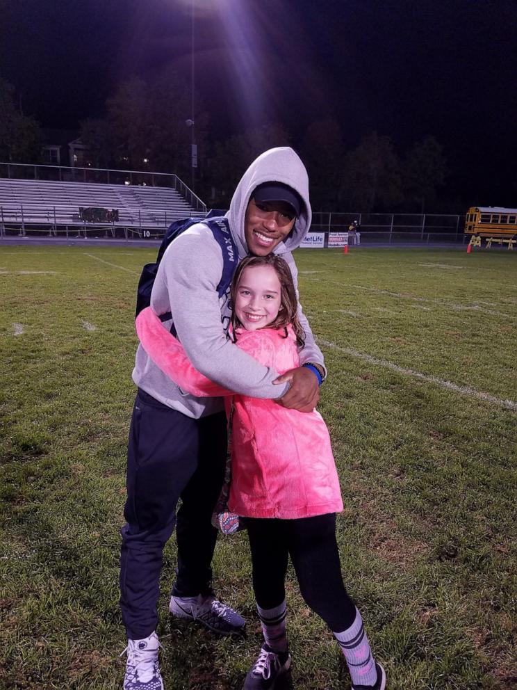 PHOTO: Before he became an NFL star, Eagles running back Saquon Barkley was a teen babysitter and cared for Maisey Hartman.