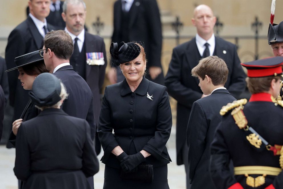 PHOTO: Sarah, Duchess of York arrives at Westminster Abbey ahead of the State Funeral of Queen Elizabeth II on September 19, 2022 in London.