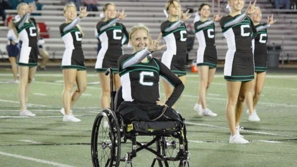 Cheerleader gets welcome home parade, returns to field after double leg