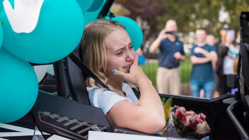 PHOTO: Sarah Frei, 17, of Syracuse, Utah, was welcomed home with a parade after undergoing 20 surgeries, including a double leg amputation, following a drunk driving crash.