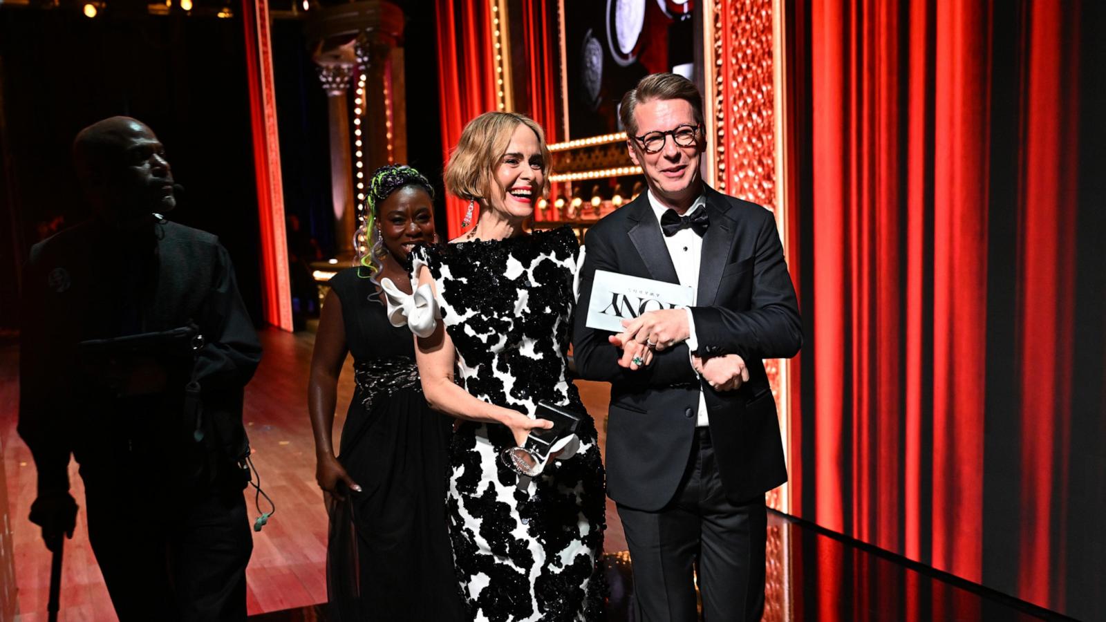 PHOTO: Sarah Paulson and Sean Hayes attend The 77th Annual Tony Awards at David H. Koch Theater at Lincoln Center, on June 16, 2024, in New York.