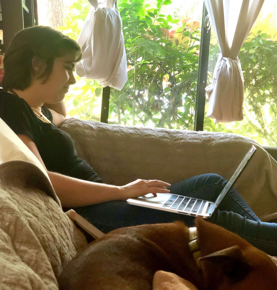 PHOTO: Sariah McCall, 28, of Savannah, Ga., is seen working from home. McCall shared her resignation with media letter after resigning from her teaching job on Nov. 5, 2018.