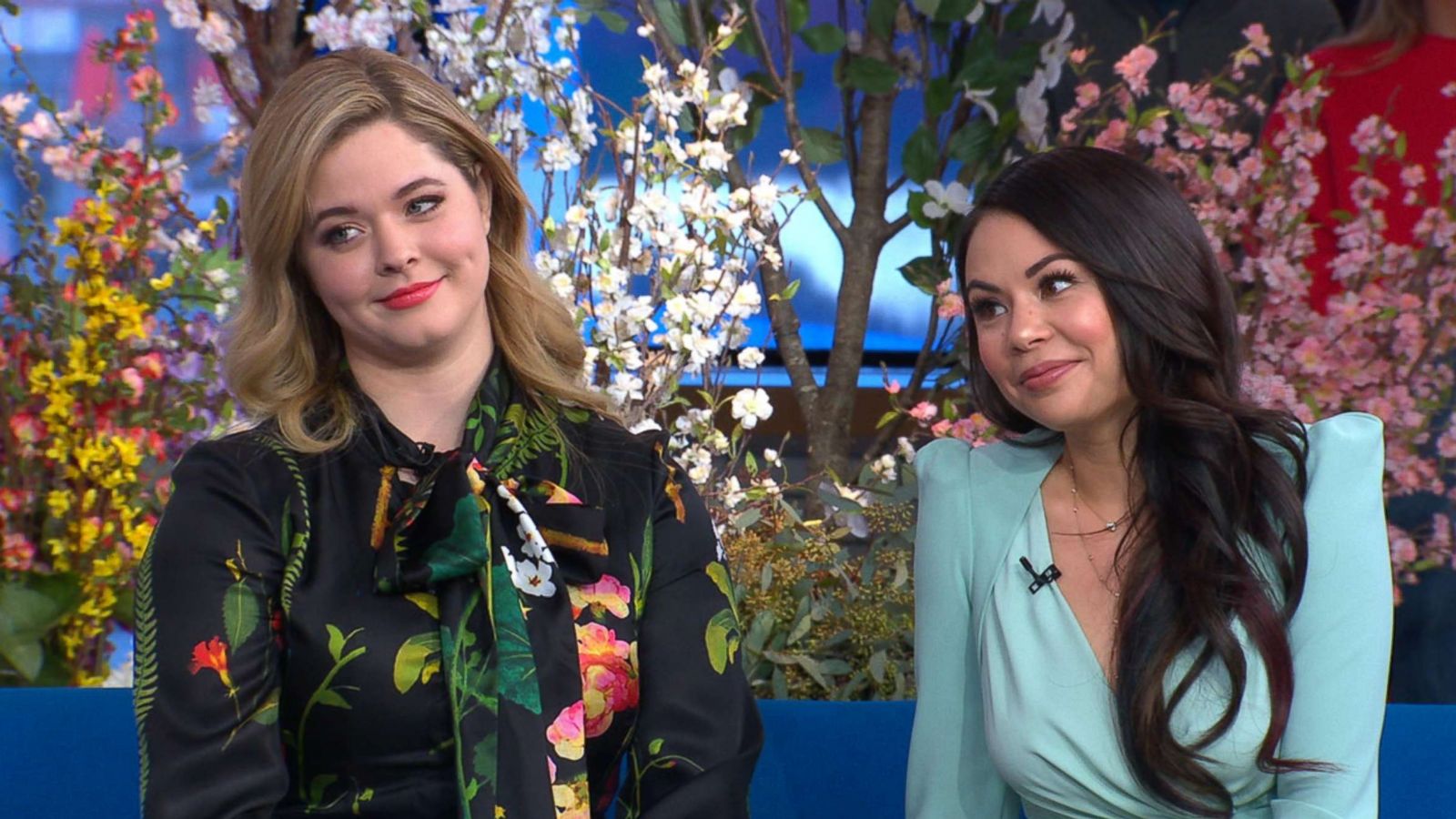 PHOTO: Sasha Pieterse and Janel Parrish appear on "Good Morning America," March 20, 2019.