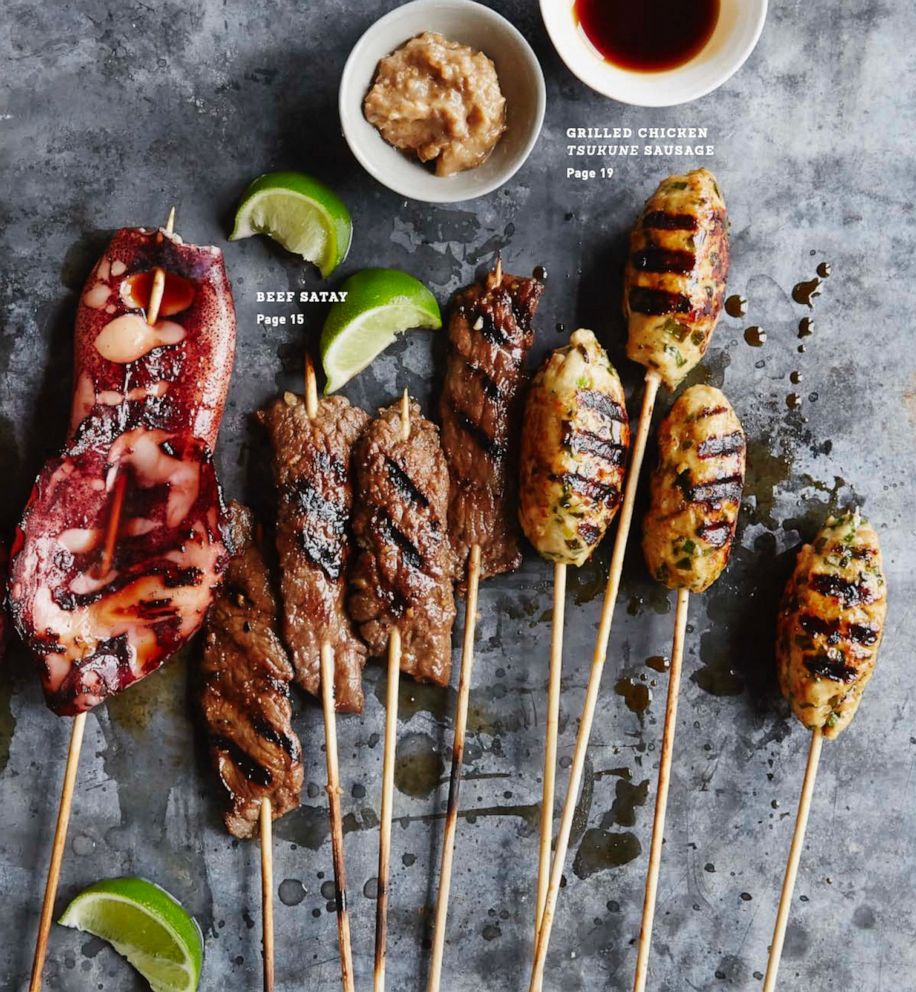 PHOTO: Various grilled skewers including beef satay.