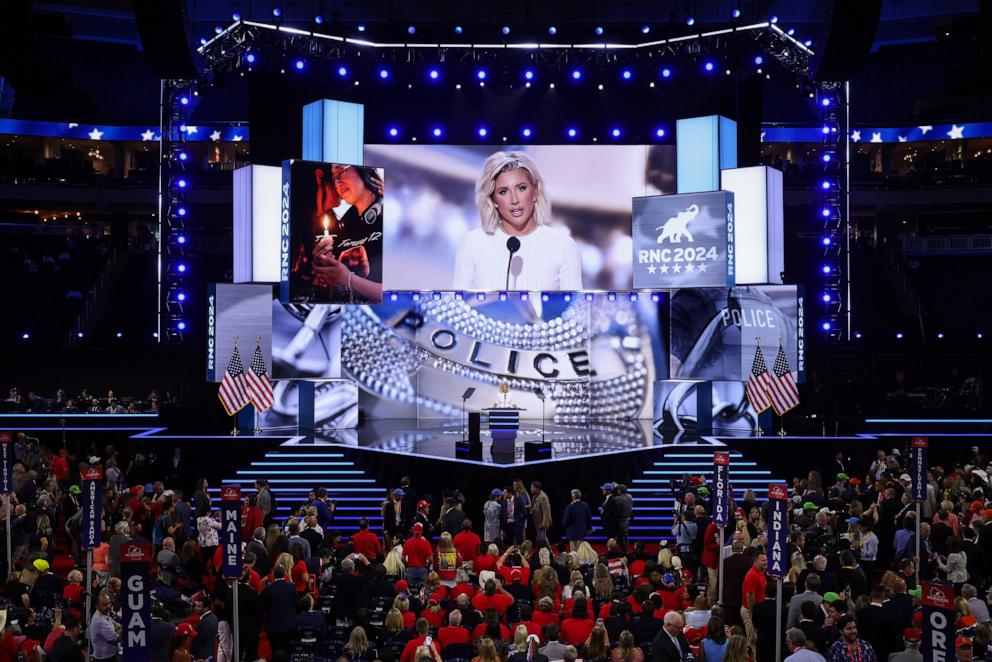 PHOTO: In this July 16, 2024, file photo, reality TV star Savannah Chrisley speaks on stage on the second day of the Republican National Convention at the Fiserv Forum in Milwaukee, Wisconsin. 