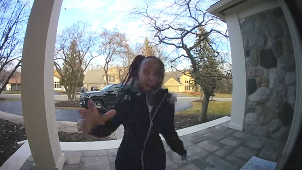 PHOTO: Eight-year-old Mariah is captured in a doorbell video camera after running to get help for her great-grandmother Patricia after she got trapped under a tire in a recent incident.
