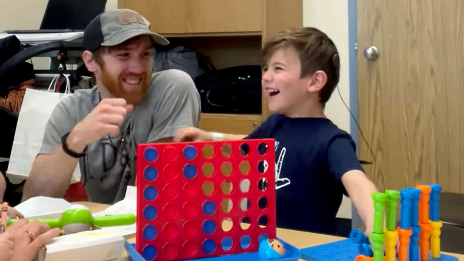 PHOTO: Sawyer, a 4-year-old from Canada, hears his family's voices for the first time after undergoing cochlear implant surgery.