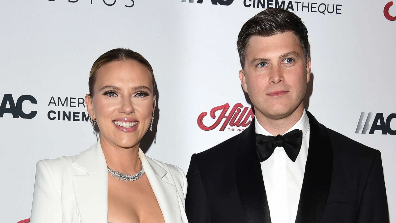 PHOTO: Scarlett Johansson and Colin Jost at The Beverly Hilton on Nov. 18, 2021 in Beverly Hills, Calif.