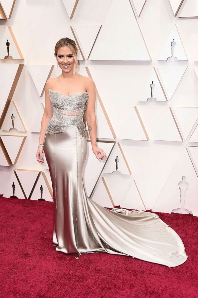 PHOTO: Scarlett Johansson arrives at the Oscars, Feb. 9, 2020, in Hollywood, Calif.