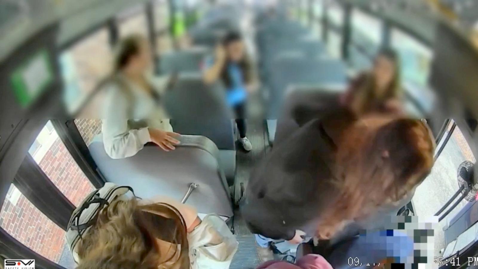 PHOTO: Surveillance video from the Hollidaysburg Area School District shows students rushing to the aid of a school bus driver on Sept. 18, 2026.