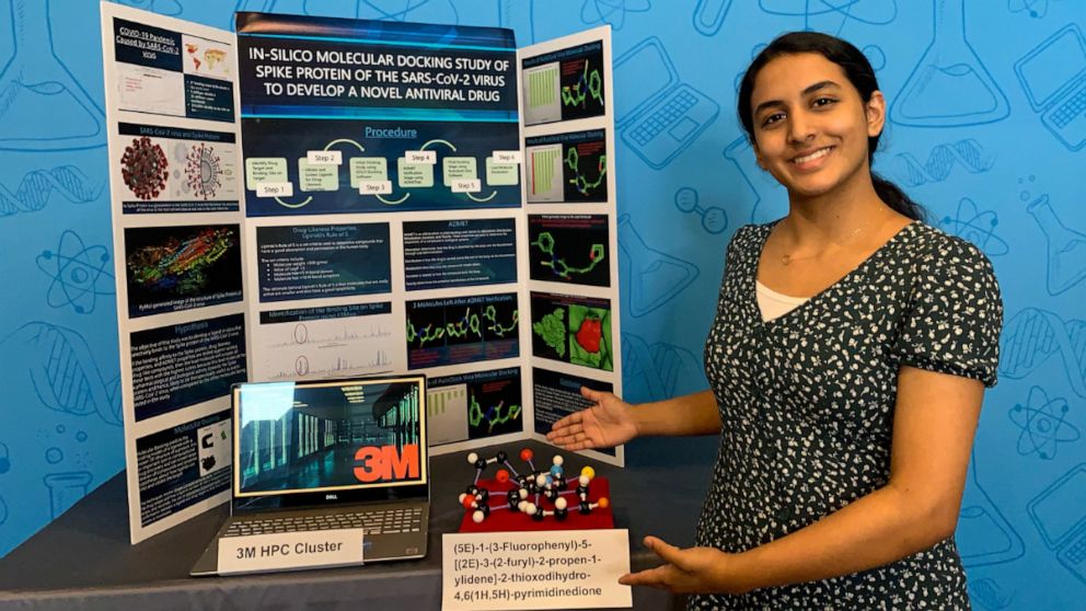 PHOTO: Anika Chebrolu, 14, of Frisco, Texas, won the 2020 3M Young Scientist Challenge for a discovery that could provide a potential therapy to Covid-19.